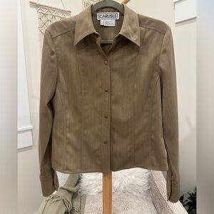 Carlisle Taupe Wool Button Front Jacket Blazer Size 6